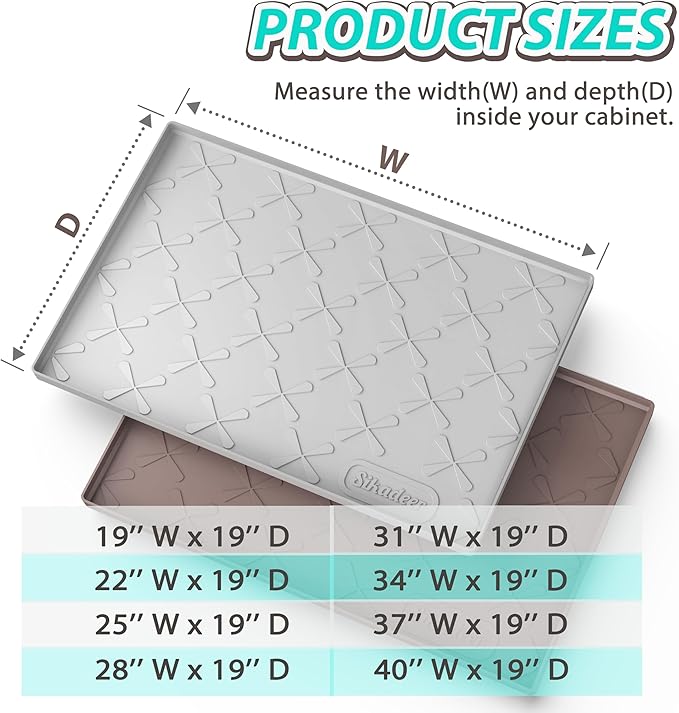 SIKADEER 25" x 19" Under Sink Mat Waterproof, Silicone Mat Kitchen Drawer Shelf and Cabinet Liner, Sink Protector for Kitchen Organizers and Storage, Boot Tray Pet Food Mats