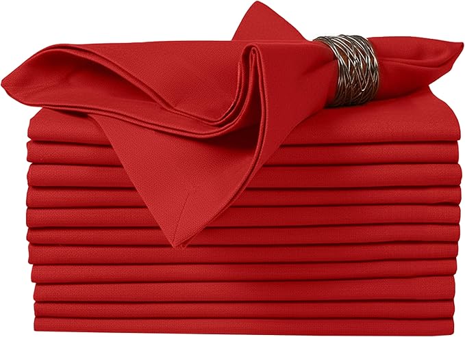 Ruvanti Cloth Napkins Set of 6, 100% Cotton High GSM 18x18 Inches Soft, Washable, Highly Durable & Absorbent, Perfect for Parties, Christmas, Thanksgiving Dinners – Flame Scarlet