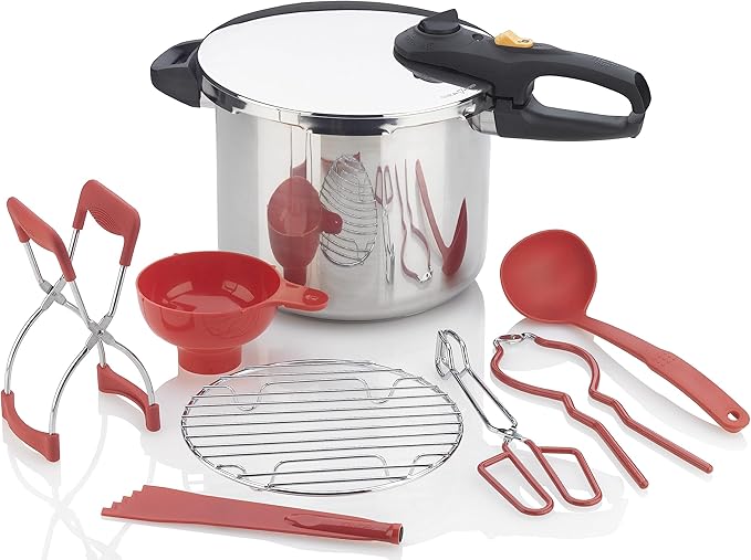 Zavor DUO 8-pc Pressure Canning Set - Pressure Cooker 10 Quart w/Complete Pressure Cooker Canning Kit, including Wide Mouth Canning Funnel, Canning Rack & 5 other Essential Canning Tools