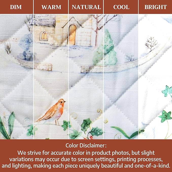 Maison d' Hermine Oven Gloves 100% Cotton Oven Mitt 7" x 13" with Loop Heat Resistant BBQ Cooking Gloves for Thanksgiving Christmas Decorations Baking Handling Hot Pans (Pack of 1, Snowy World)
