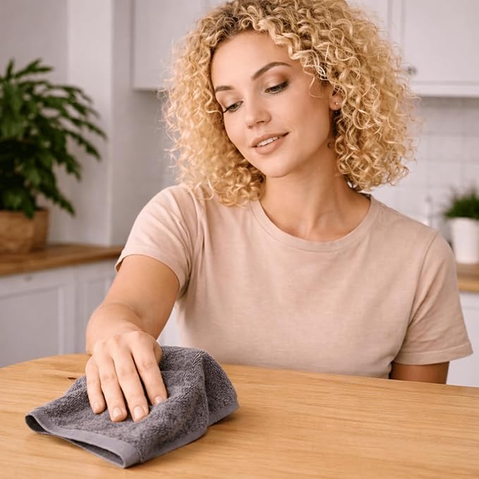 SALBAKOS 12-Piece 100% Turkish Cotton Wash Cloths for Bathroom & Face - Soft 13x13 in Small Towels for Body & Kitchen - Thick, Absorbent Multi-Use Oeko-TEX Certified Washcloths (Gray, 12 Washcloths)
