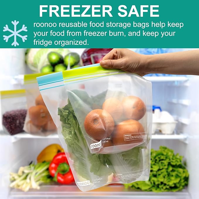 20 Pack Reusable Quart Sandwich Bags, Dishwasher Safe BPA Free Food Storage Bags, Extra Thick Leakproof Plastic Ziplock Bags for Meal Prep Fruits Sandwich Snack