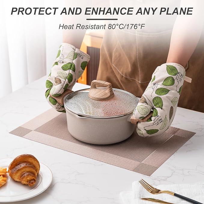 CADONO Placemats Set of 6 Washable Indoor/Outdoor Vinyl Place Mats for Dining Table Durable Non-Slip Heat Resistant PVC Weave Table Mats（Four-Corner-Khaki）
