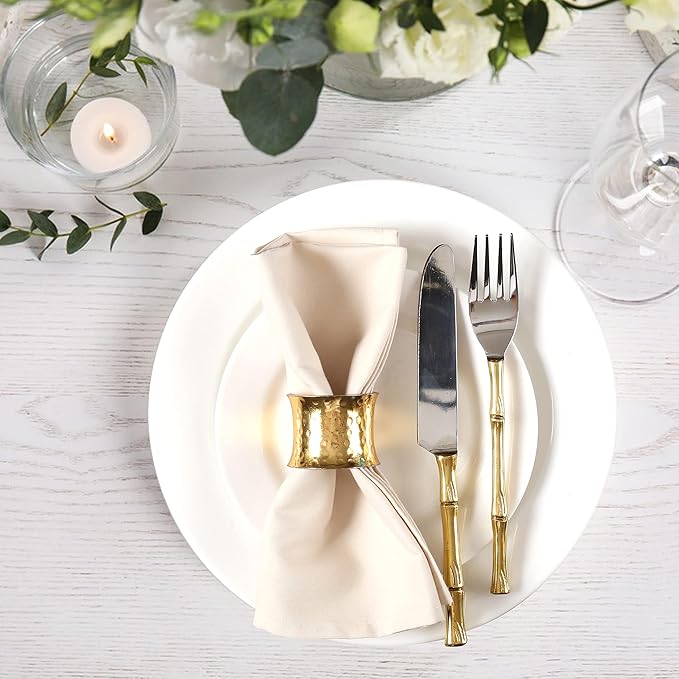 Hemmed Edge Cloth Dinner Napkins Set of 12 18x18 Inch - Almond Beige, Soft Spring Basket Décor Dinning Table Linen Napkin Ideal for Kitchen, Easter, Wedding | Decorative Washable Banquet Event Napkin