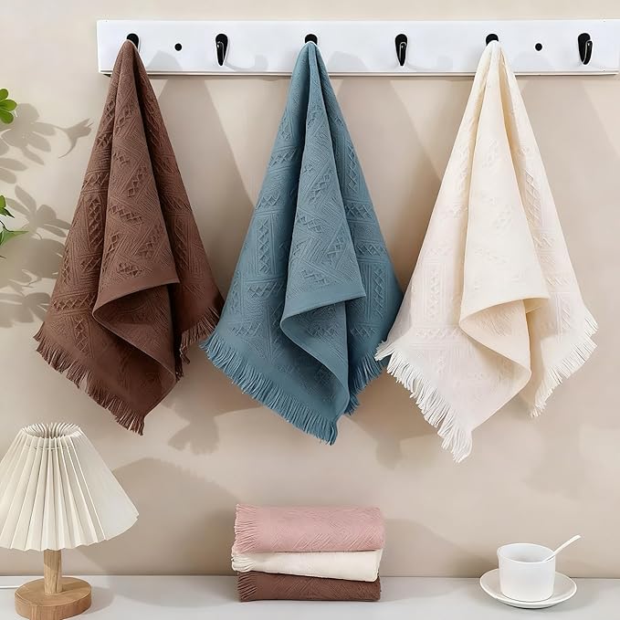 YoulerTex Luxury Decorative Hand Towels Bathroom: 2 Packs 14X30 100% Cotton Turkish Absorbent Soft Face Towel Set for Boho Bathroom Decor Kitchen Hotel Spa Farmhouse Guest Tea Gift (04 Blue, 14"x30")