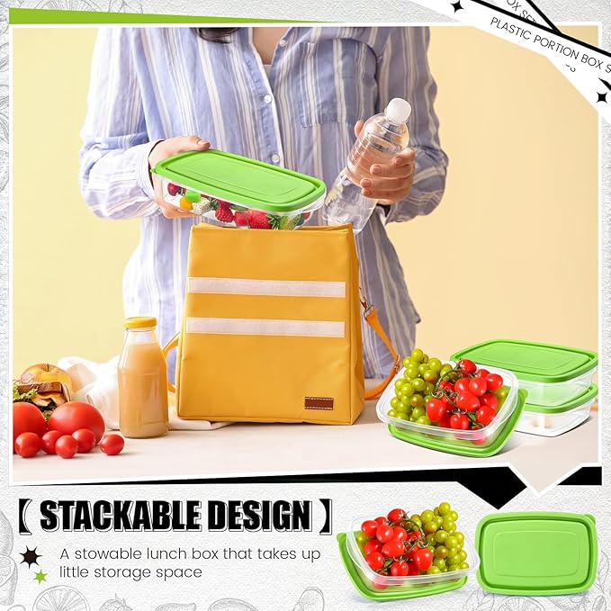 Qinyoung 18 Pcs 33 Oz/ 4 Cups Plastic Food Storage Containers with Lids Portion Box Sets with Cover Stackable Plastic Containers with Lids Microwave Freezer Dishwasher Safe (Green)