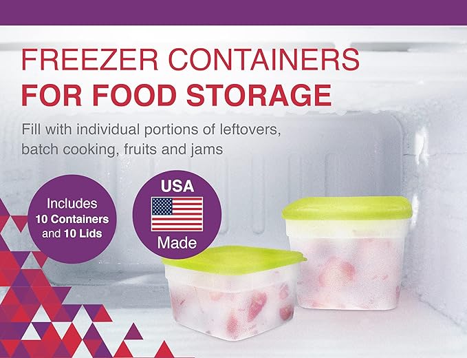 Arrow Reusable Plastic Storage Container Set, 10 Pack, 1 Pint/16 Ounce Each – Food, Meal Prep, Leftovers – Freeze, Store, Reheat - Clear Container Set With Lids – BPA-Free, Dishwasher/Microwave Safe