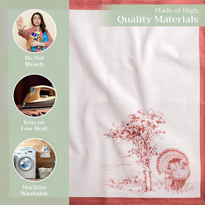 Maison d' Hermine Cloth Napkins Set of 4 100% Cotton for Thanksgiving Christmas Decorations Everyday Reusable Square Fall Napkins Cloth Washable Dinner Party (Holy Jouy - Brown, 20"x20")