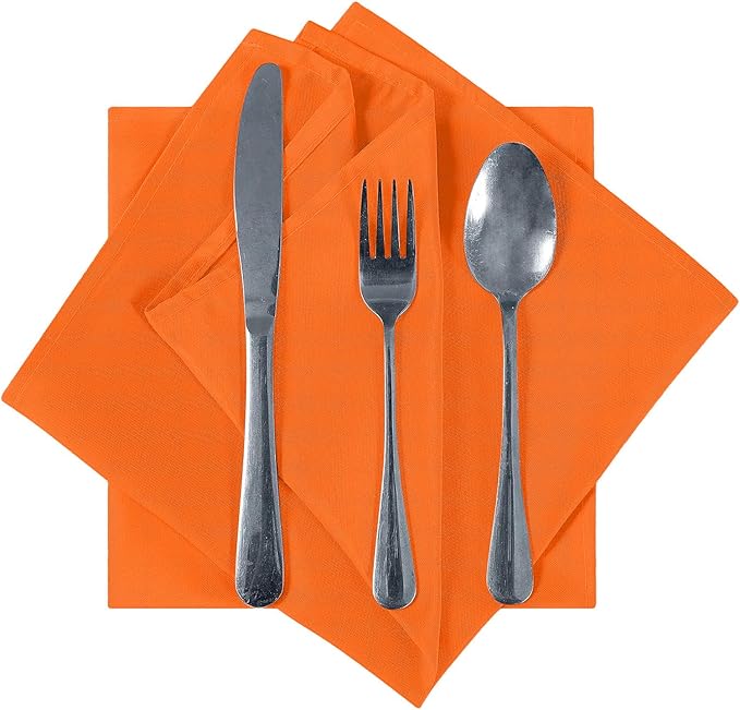 Cloth Napkins 20x20 inch Washable Polyester Dinner Napkins Soft Table Napkins for Wedding Party Dining Banquet(Orange,100PCS)
