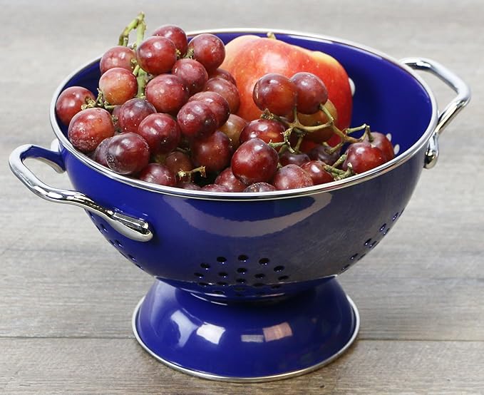 Calypso Basics by Reston Lloyd Powder Coated Enameled Colander, 1.5 Quart, Indigo,8705