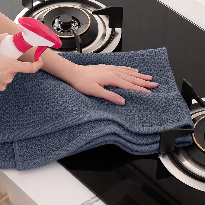 Homaxy 100% Cotton Oversized Waffle Weave Kitchen Dish Towels, 5-Pack Ultra Soft Absorbent Dish Towels, Quick Drying Cleaning Towels, 20 x 28 Inches, Dark Grey