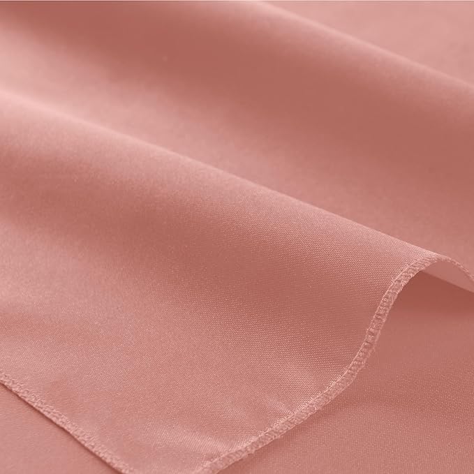 100 Pack Rose Gold Satin Napkins and Napkin Rings Set, 12 x 12 Inch Silky Soft Cloth Napkins Set of 50, Square Satin Dinner Table Napkins Bulk for Wedding Banquet Graduation Party Decoration