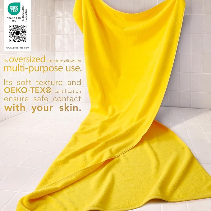 Cotton Paradise 100% Cotton 40x80 Oversized Bath Sheet, Extra Large Turkish Bath Towels for Bathroom, Yellow Bathsheet