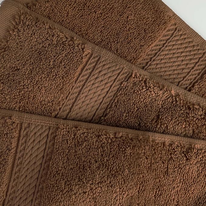 Superior Egyptian Cotton Pile 9 Piece Towel Set, Includes 3 Bath, 3 Hand, 3 Face Towels/Washcloths, Ultra Soft Luxury Towels, Thick Plush Essentials, Guest Bath, Spa, Hotel Bathroom, Chocolate