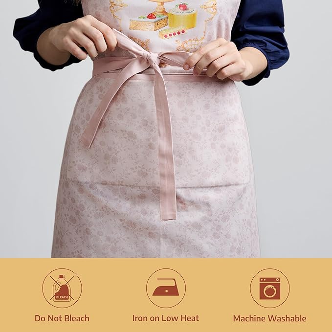Maison d' Hermine 100% Cotton Apron for women with Pocket Kitchen Chef Apron for Men Cooking Mothers Day Gifts