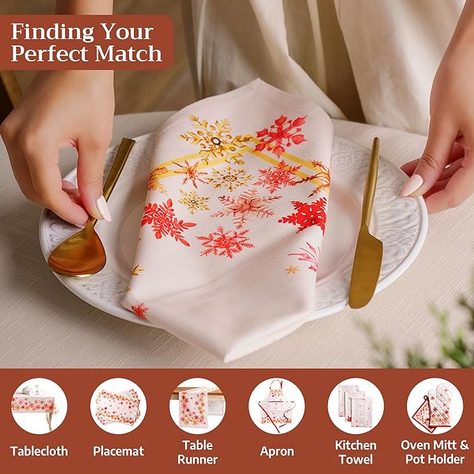 Maison d' Hermine Cloth Napkins Set of 4 100% Cotton for Thanksgiving Christmas Decorations Everyday Reusable Square Fall Napkins Cloth Washable Dinner Party (Crystal Star, 20"x20")