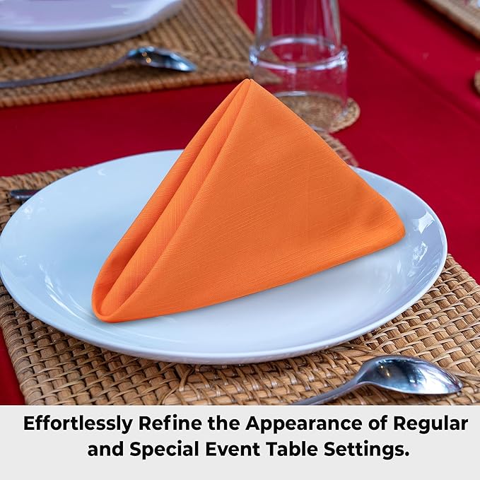 Urban Villa Cloth Napkins Set of 12 20x20 Inches 100% Cotton Napkins Cloth Washable Durable Reusable Absorbent Table Dinner Napkins Cloth for Hotel Lunch Restaurant Weddings Parties - Orange
