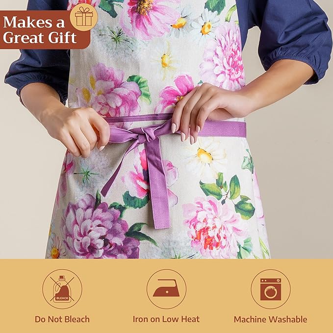 Maison d' Hermine 100% Cotton Apron for women with Pocket Kitchen Chef Apron for Men Cooking Mothers Day Gifts