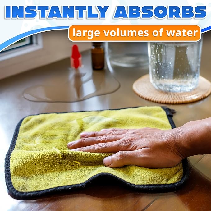 5 Pcs Thick Microfiber Cleaning Cloth – Dual-Layer Cleaning Rags, High-Tensile GSM 600 Fabric, Crafted for Effective Use – 11.8x11.8 Inches Microfiber Towels for Car Detailing, Window, Glass and House