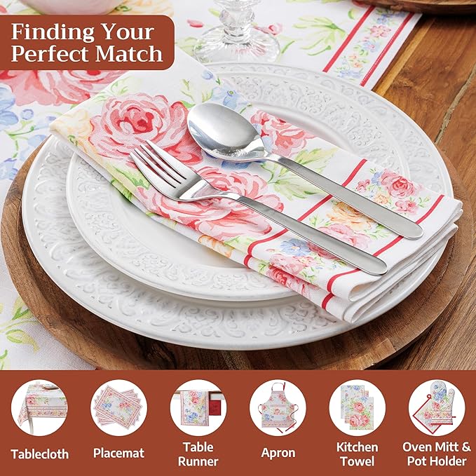 Maison d' Hermine Cloth Napkins Set of 4 100% Cotton Everyday Reusable Square Napkins Cloth Washable Dinner Party Wedding Restaurant Gifts for Mothers Day Spring/Summer(Vintage Floral, 20" x 20")