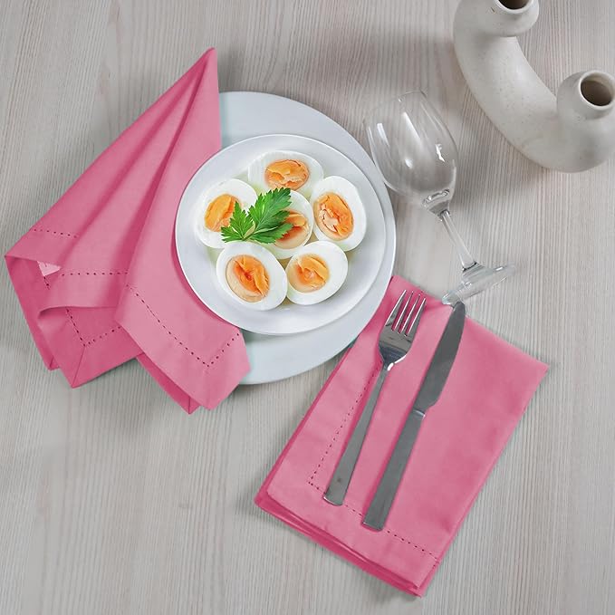 ALPHA Living HOME Cotton Cloth Napkins Set of 12, 18x18 Cotton Napkin Cloth Washable, Soft, Reusable Napkins for Wedding, Parties, Christmas, Thanksgiving, Everyday Use (Sherbet)
