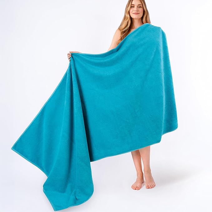 American Soft Linen 100% Cotton 600 GSM Turkish 40x80 Oversized Bath Towel Sheet, Extra Large Adult Towels for Bathroom, Aqua Blue Bath Sheet