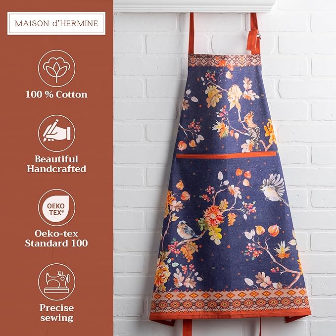 Maison d' Hermine 100% Cotton Apron for women with Pocket Kitchen Chef Apron for Men Cooking Mothers Day Gifts