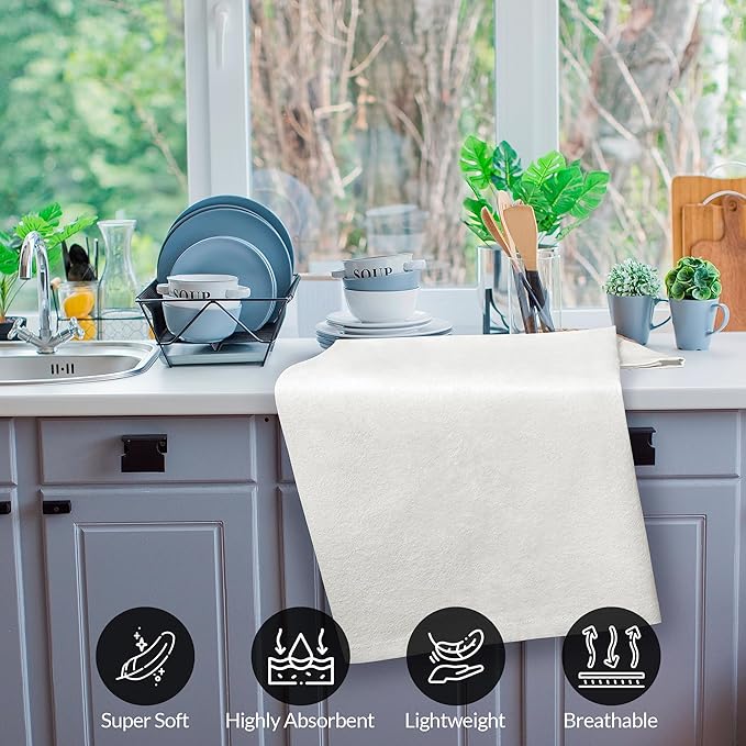 ROYALE LINENS Flour Sack Towels – 24 Pack 33x38 Inch White Kitchen Dish Towels – 100% Cotton Tea Towels for Bread Proofing, Cheese Straining, Baking, Cleaning, Drying, Embroidery, Multipurpose Use