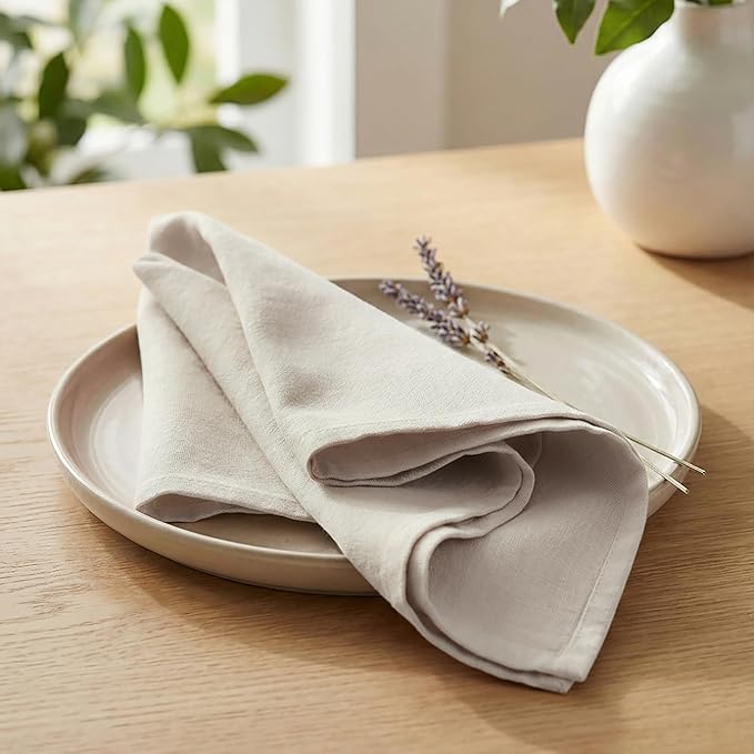 PurpleEssences Set of 12 Cloth Dinner Napkins 100% Cotton 18x18 Inch - Soft Durable Washable - Ideal for Farmhouse Party Spring Easter Summer - Perfect Everyday Use Table Linen - Royal Linen