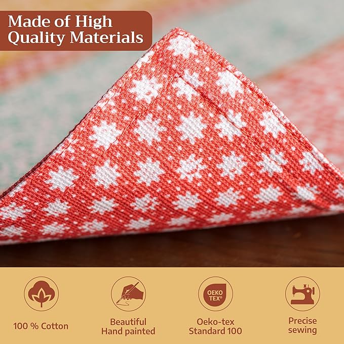 Maison d' Hermine Placemats Set of 4 100% Cotton Washable Cloth Place Mats Reusable Table Mats for Kitchen Dining Party Wedding Gifts for Mothers Day Spring/Summer (Provence, 13" x 19")