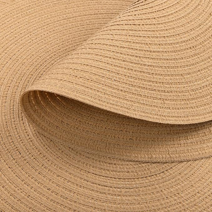 SHACOS 15 inch Round Braided Placemats Set of 4 Cotton Polyester Place Mats Washable Kitchen Dining Table Mats for Dinner Party Table Decor (Camel, 4)
