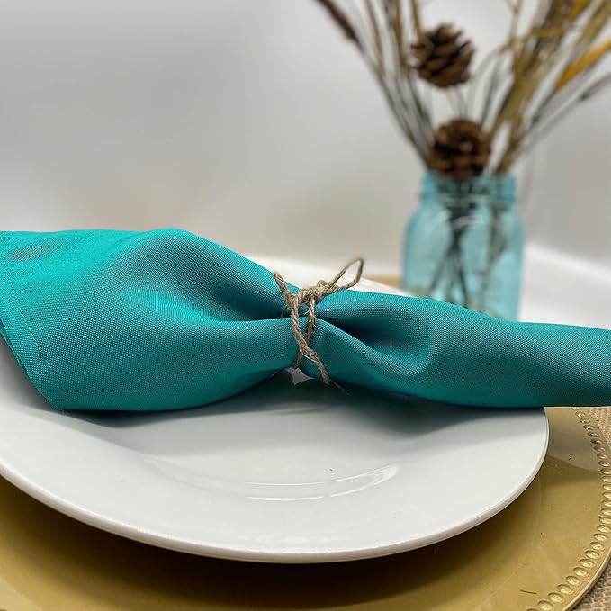 Your Chair Covers Cloth Polyester Napkins, 20 x 20 Inch, Washable Dinner Fabric Linen Napkins with Hemmed Edges for Restaurant, Wedding and Holiday Pack of 10 (Teal)