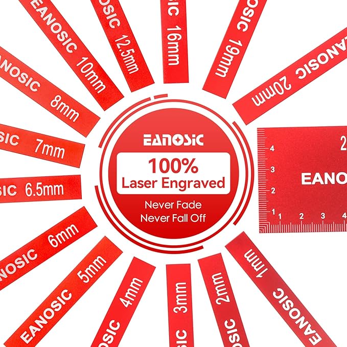EANOSIC Metric Setup Blocks Height Gauge Set, 15pcs Precision Aluminum Setup Bars Guage Block Set for Router and Table Saw Accessories Woodworking Set Up, Bars Include Laser Engraved Size Markings