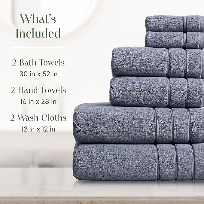 Springtree Home Luxury Turkish Cotton Bath Towels Set | 100% Turkish Cotton | Premium Bath Towels | Ultra Soft Thick Plush & Highly Absorbent | Luxury Hotel & Spa Bathroom Towels | Dusk