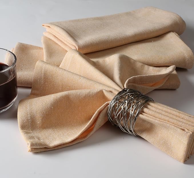 Native Fab Solid Cloth Napkin Set of 4, 100% Chambray Cotton, Washable, Reusable Dinner Cloth Napkin 17x17 inches, Table Decor Napkins for Dinner, Events, Mustard Yellow