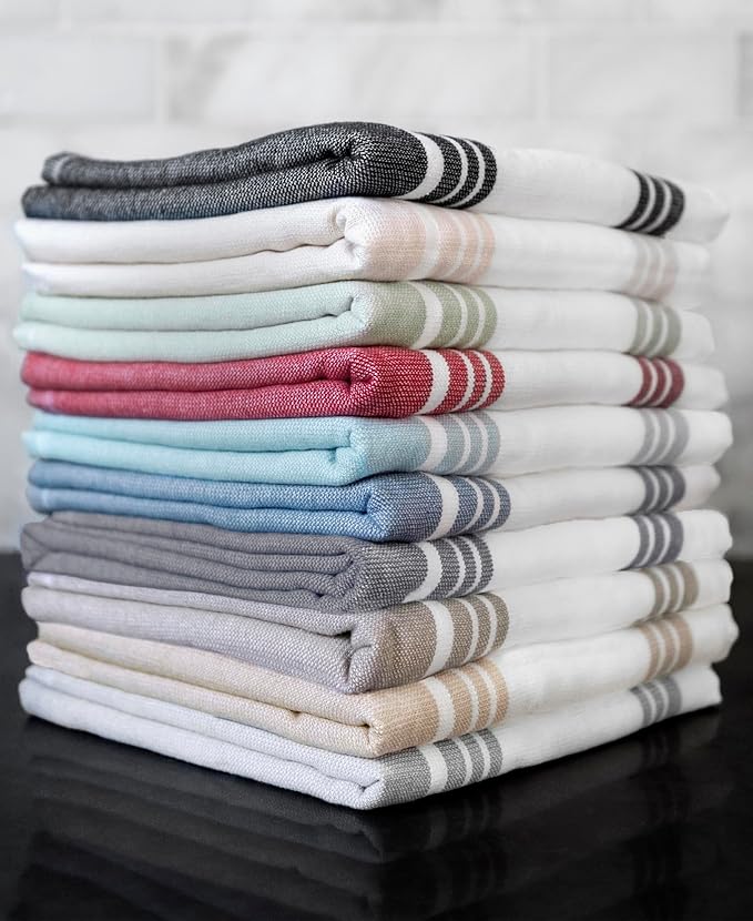 All-Clad Dual-Purpose Kitchen Towels: Highly Absorbent - 100% Cotton, 17"x30" Dish Towels for Cleaning & Drying Dishes & Glassware, 3-Pack, Pewter