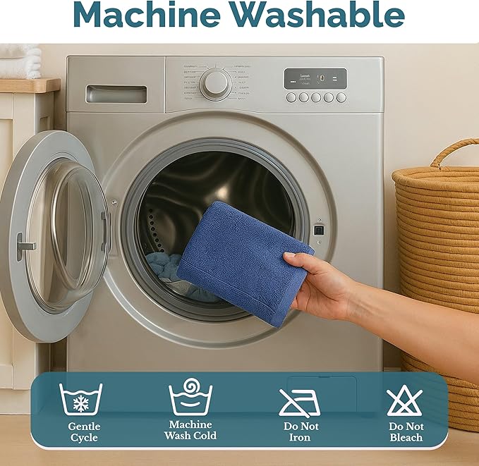 Casa Platino Hand Towels for Bathroom - 4 Pack (16"x28") - 100% Cotton Hand & Face Towels - Durable, Lightweight & Quick Dry - Affordable Bathroom Hand Towel, Everyday Essential for Dorm Rooms - Navy