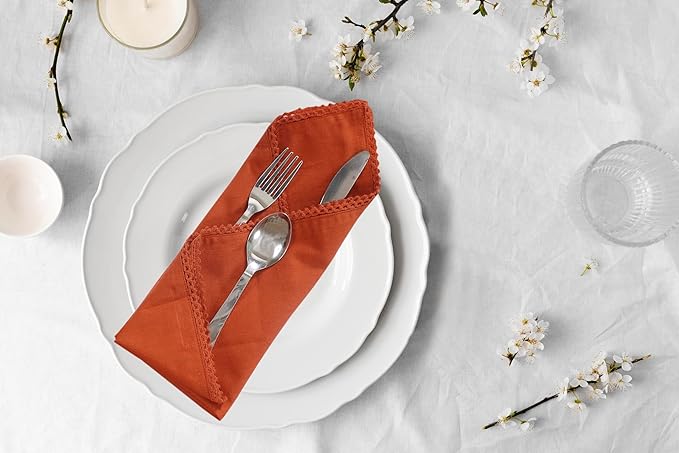 ACCENTHOME Rust Cloth Napkins Set of 6 18x18 inch Cotton Dinner Napkins - Washable Soft Premium Hotel Quality Reusable Napkins Perfect Table Napkins for Family Dinners, Weddings & Everyday Use