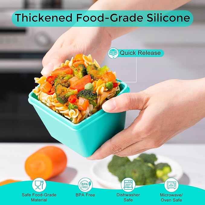 Gemice 1-Cup Silicone Freezer Molds with Lids, Individual 4-Pack Portion Soup Cubes Freezer Trays for Food Storage, Oven & Dishwasher Safe, BPA-Free, Silicone Freezer Containers for Meal Prep