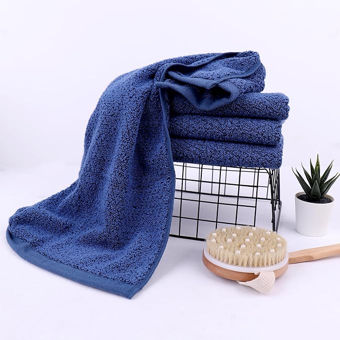 Everplush 4-Piece Premium Hand Towel Sets: Super-Soft, Highly Absorbent & Quick Drying Bathroom Towels – Versatile for Hotel, Bathroom, Shower, Spa, 16x30 Inches(Navy, 16" x 30")