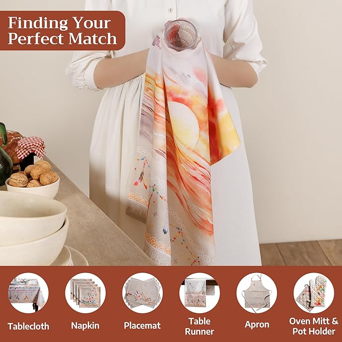 Maison d' Hermine Kitchen Towels Set of 3 100% Cotton 27.50" x 20" Reusable Cloth Tea Dish Towels Absorbent with Hanging Loop for Kitchen Gifts for Mothers Day Spring/Summer (Ibiza - Beige)