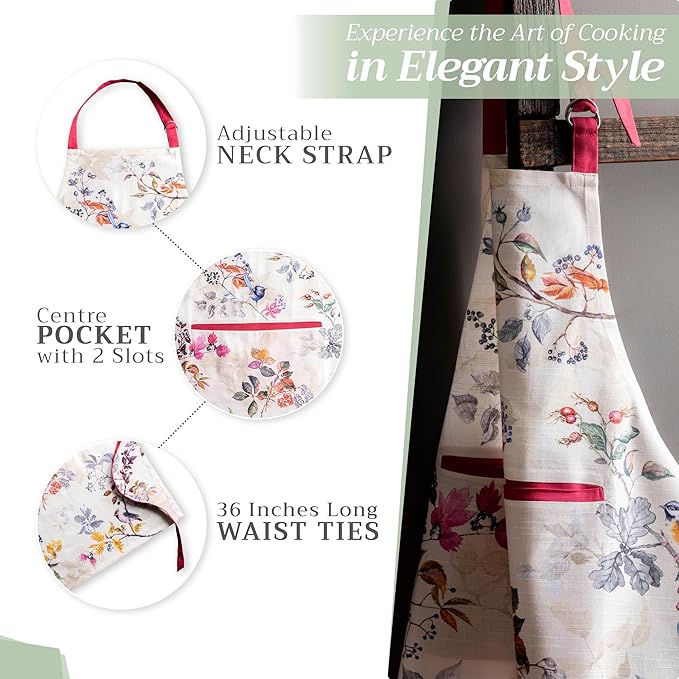 Maison d' Hermine 100% Cotton Apron for women with Pocket Kitchen Chef Apron for Men Cooking Mothers Day Gifts