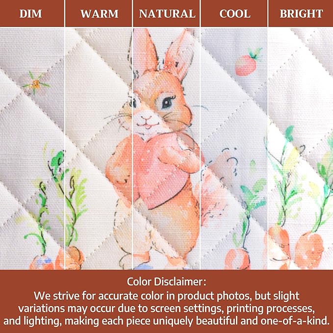 Maison d' Hermine Pot Holders 100% Cotton Heat Resistant Potholders 8" x 8" Hot Pads with Loop BBQ Cooking Baking Gifts for Mothers Day Handling Hot Pans Spring/Summer (Pack of 2, Bunny Party)
