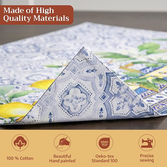 Maison d' Hermine Placemats Set of 4 100% Cotton Washable Cloth Place Mats Reusable Table Mats for Kitchen Dining Party Wedding Gifts for Mothers Day Spring/Summer (Citrus, 13" x 19")