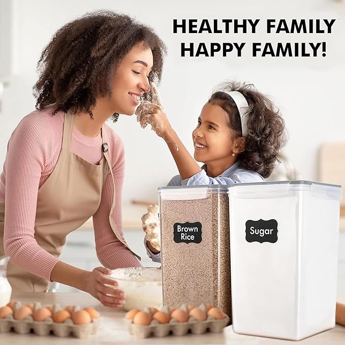 WHITE FEATHER SUPPLIES 2 PC [6.5L / 220 Oz] Large Food Storage Containers with Lids Airtight - BPA Free Clear Plastic Kitchen and Pantry Storage Containers, Bulk Storage for Cereal, Flour, Sugar, Rice