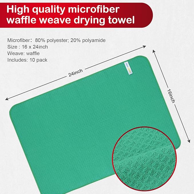 SINLAND Kitchen Towel Premium Sublimation Blank Towels Fast Drying Tea Towel Polyester Dish Towels for Drying Dishes Festive Decoration 16 Inch X 24 Inch 10 Pack Spring Green