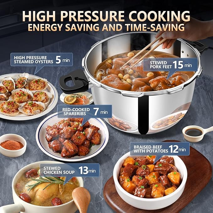 12.68QT Stainless Steel Pressure Cooker Canner, Jumbo Size, Heavy Duty Construction, Fast Cooking, Multi-Use Canning & Stewing Pot,olla de presion,para cocinar,instant pot