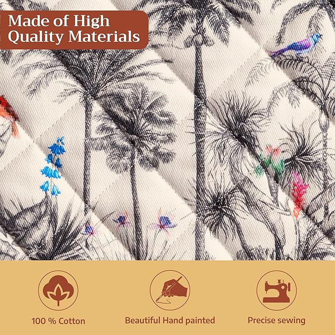 Maison d' Hermine Pot Holders 100% Cotton Heat Resistant Potholders 8" x 8" Hot Pads with Loop for Thanksgiving Christmas Decorations BBQ Cooking Baking Handling Hot Pans (Pack of 1, Amazonia)
