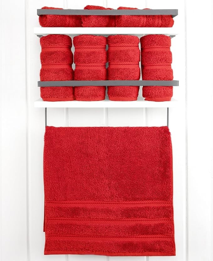 American Soft Linen Luxury Hand Towels for Bathroom, 600 GSM Heawy Weight 16x28 Size 100% Cotton Turkish 4 Piece Hand Face Towel Set, Red Hand Towels