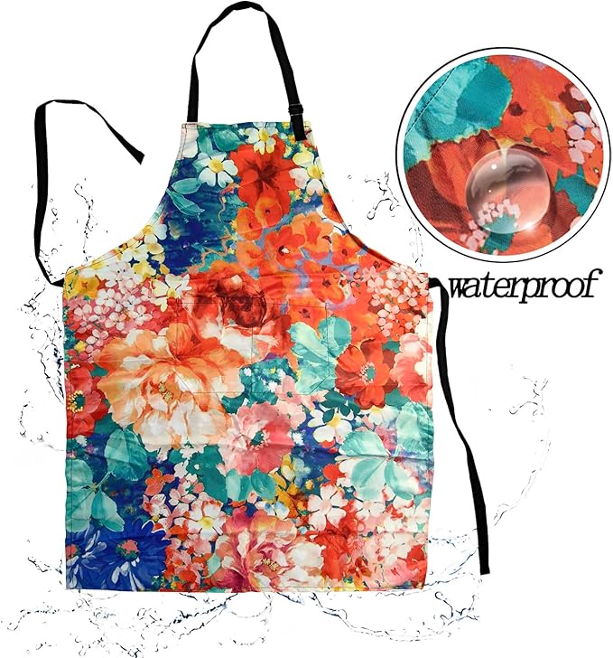Sosolong Adjustable Waterproof Apron Bib Apron with 2 Pockets Cooking Kitchen Aprons for Women Men Chef